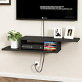ChooChoo Floating TV Unit, Wall Mount Entertainment Center Media Console for Living Room, Bedroom, Black