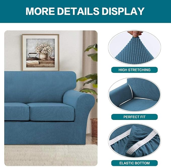 Turquoize 4 Piece Sofa Covers for 3 Cushion Couch Sofa Slipcover - Image 4