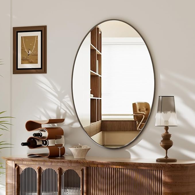 Koonmi Black Oval Bathroom Mirror, 30"x40" Bathroom Vanity Mirror, Oval Mirror for Bedroom Living Room Entryway, Hangs Horizontal or Vertical