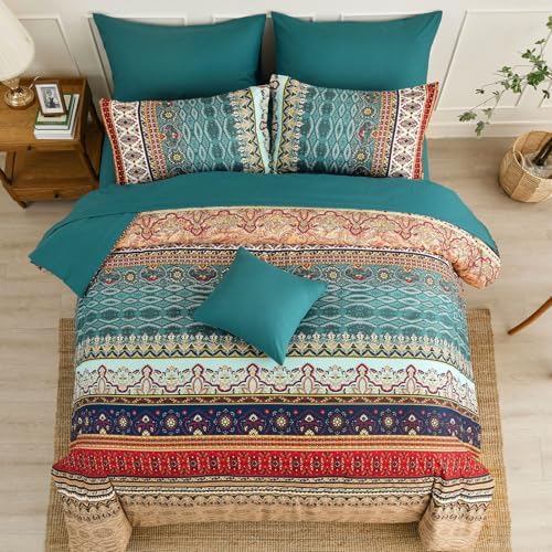 Cottolester Boho California King Comforter Set, 8 Piece Striped Bed in a Bag - Image 5