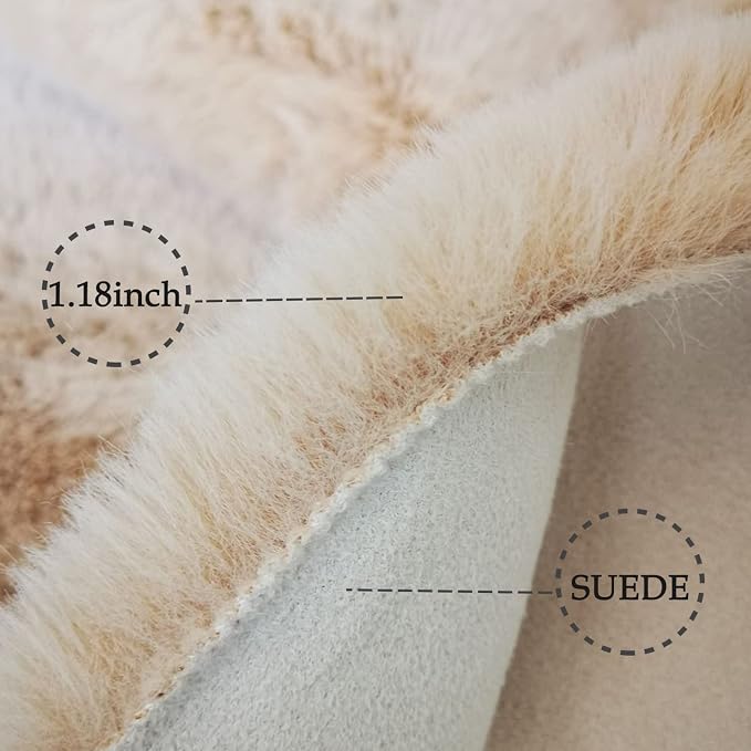 Ghouse Ultra Soft Faux Rabbit Fur Rug 5x8, Machine Washable Area Rugs - Image 3