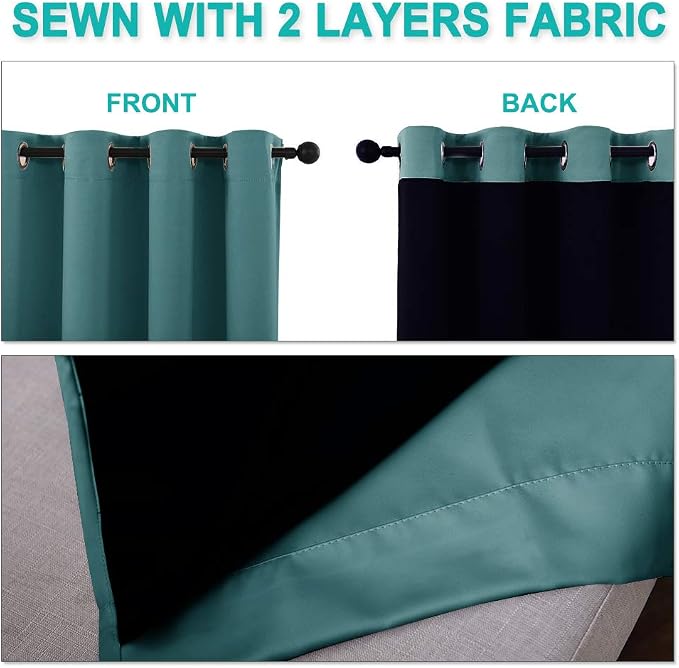 NICETOWN 100% Blackout Curtains 102 inches Long, Noise Reduction Window - Image 5
