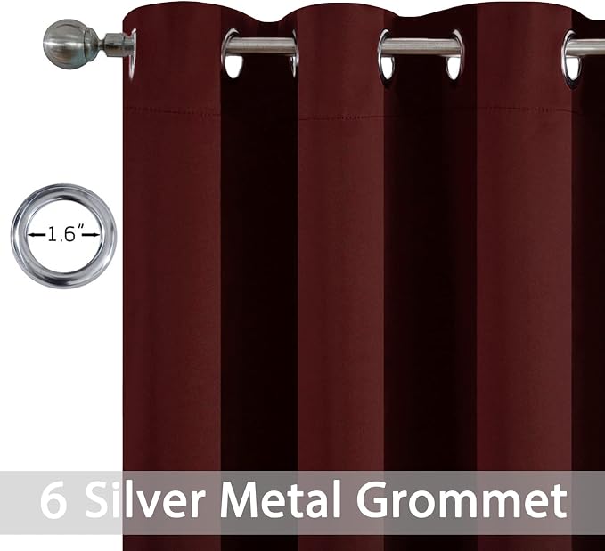 Yakamok 63 Inch Length Burgundy Red Blackout Curtains - Image 2