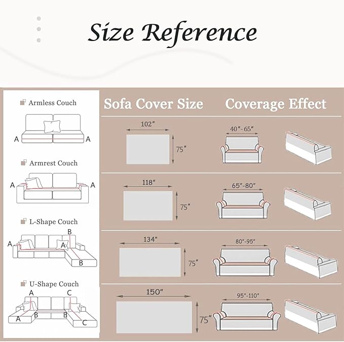Couch Cover for Dogs Washable Sofa Cover, Sectional Couch Covers, Sofa Covers for 2 Cushion Couch, Non Slip Stripe Sofa Slipcovers Furniture Protector, Couch Protector from Cat Claws, Grey,75''x150''