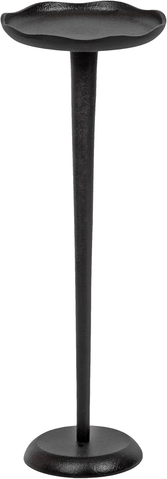 Kate and Laurel Alessia Modern Decorative Metal Drink Table; 8 x 8 x 22; Black; Round Cast Aluminum Pedestal Plant Stand with Rough Texture and Deckled Edge