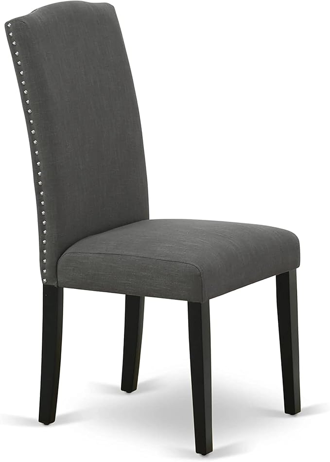East West Furniture LGEN5-BLK-20 5 Piece Dinette Set Includes a Rectangle Dining Room Table with Butterfly Leaf and 4 Dark Gotham Linen Fabric Upholstered Chairs, 42x84 Inch, Black