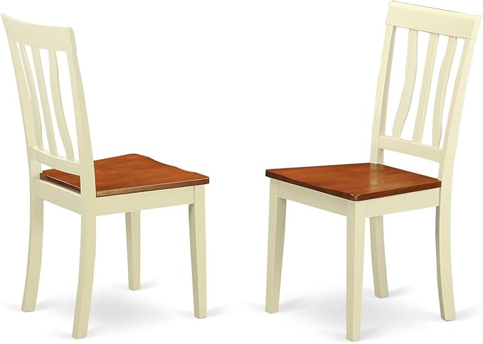 East West Furniture QUAN7-WHI-W 7 Piece Dining Table Set Consist of a Rectangle Dinner Table with Butterfly Leaf and 6 Dining Room Chairs, 40x78 Inch, Buttermilk & Cherry
