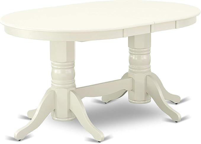 East West Furniture VAVA7-LWH-C 7 Piece Modern Dining Table Set Consist of an Oval Wooden Table with Butterfly Leaf and 6 Linen Fabric Upholstered Dining Chairs, 40x76 Inch, Linen White