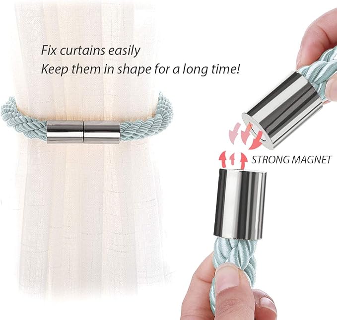 NICEEC 6 Pack Strong Magnetic Curtain Tiebacks Modern Simple Style Drape Tie - Image 4