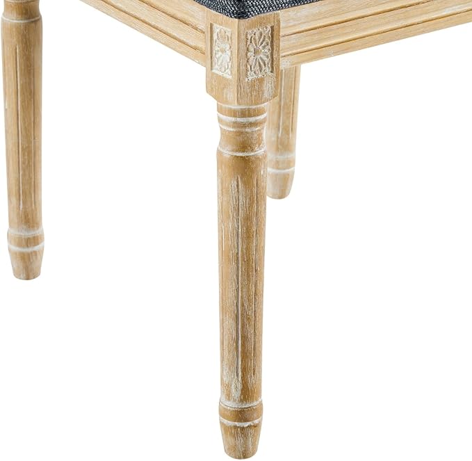 Merax Upholstered Solid Wood Dining Chairs Set of 6, French Country Style Accent Side Seating Furniture for Kitchen, Living Room, Wicker Back, Blue Gray