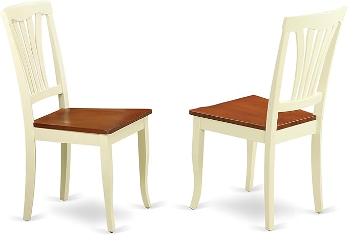 East West Furniture ANAV3-WHI-W 3 Piece Dinette Set for Small Spaces Contains a Round Dining Room Table with Pedestal and 2 Kitchen Dining Chairs, 36x36 Inch, Buttermilk & Cherry