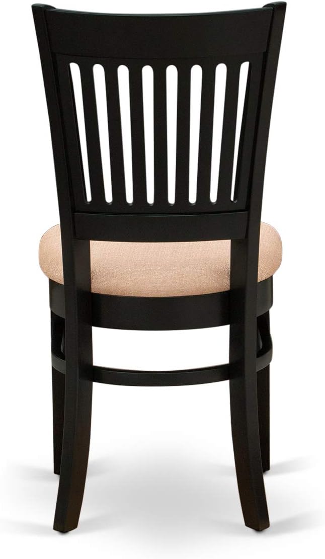 East West Furniture DLVA5-BLK-C 5 Piece Dining Table Set for 4 Includes a Round Kitchen Table with Dropleaf and 4 Linen Fabric Upholstered Dinette Chairs, 42x42 Inch, Black