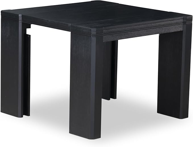 X12EL-0C6-35 - 14-piece Dining Room Table Set a Rectangular Dining Table with a coffee Table and 12 Doeskin Linen Fabric Kitchen Chair, 39x120 Inch, Wire Brushed Black