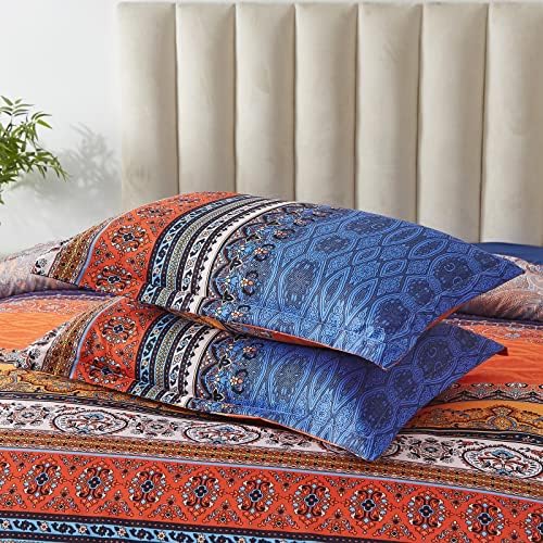Cottolester Boho Comforter Set King Size, Burnt Orange Fall Bedding - Image 6