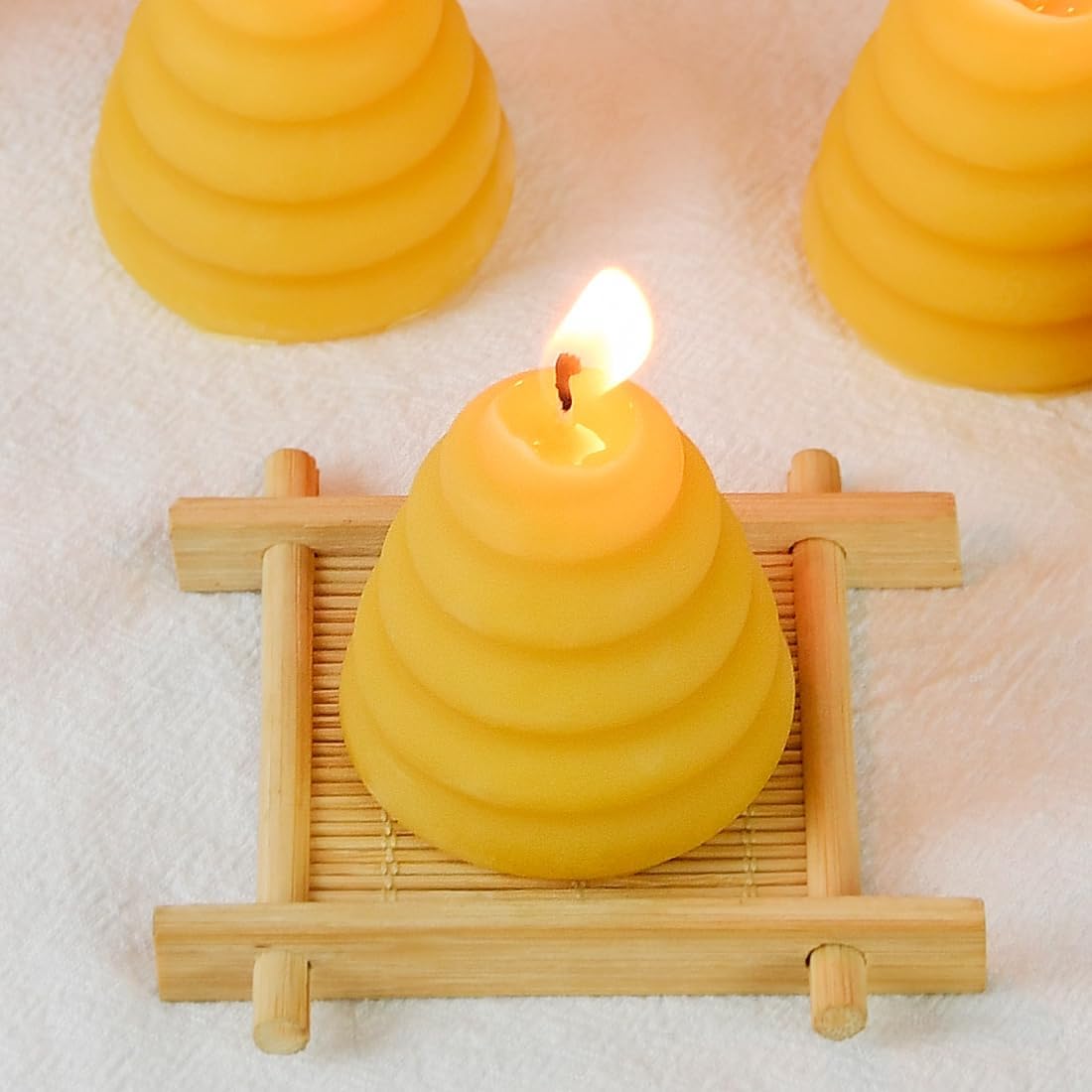 Pack of 12 Beeswax Votive Candles - Beehive Shape Novelty Candle, Perfect Thank You Gift for Mom & Wife or Guest Gifts for Baby Shower bee Theme - Yellow