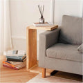 C Shaped End Table, Solid Wood C Side Table for Couch Sofa and Bed, Sofa Tables That Slide Under for Space Saving, Small Snack C Tables for Living Room Bedroom (H 24.4″ - Wood, 1)