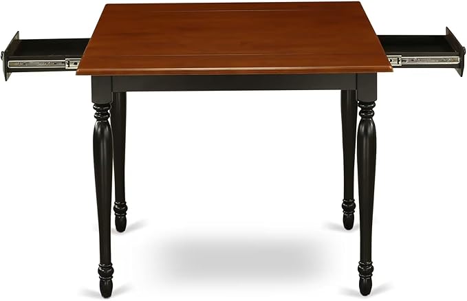 East West Furniture MZAN3-BCH-W 3 Piece Dining Table Set for Small Spaces Contains a Rectangle Dining Room Table with Dropleaf and 2 Wood Seat Chairs, 36x54 Inch, Black & Cherry