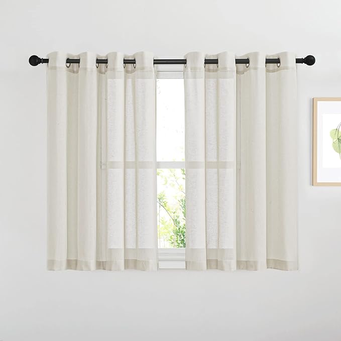 NICETOWN Kitchen Curtains Linen Burlap Drapes by NICETOWN