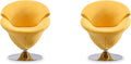 Manhattan Comfort Tulip Swivel Accent Chair Set of 2 with 360° Turn, Modern Flower Inspired Design, Soft Velvet Upholstery, Polished Chrome Base, No Assembly Required, 300 Lbs Capacity, Yellow