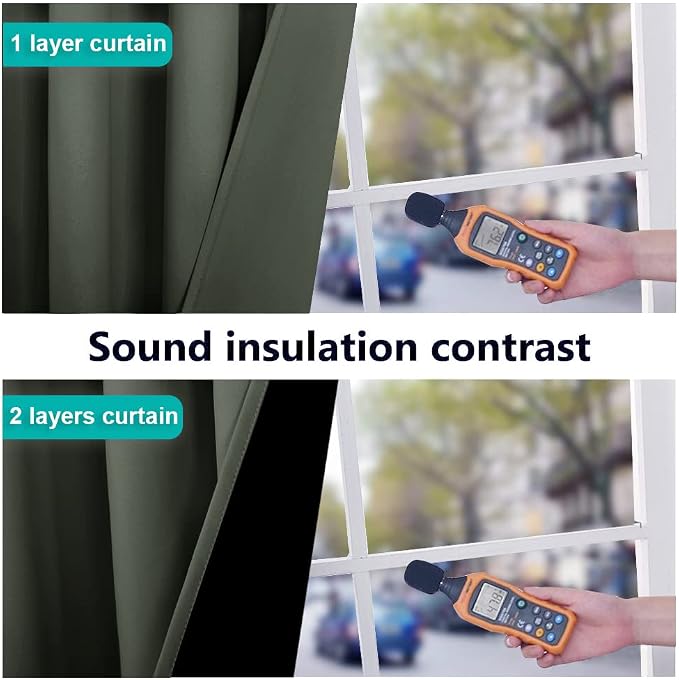 NICETOWN Dark Mallard 100% Blackout Lined Curtains, 2 Thick Layers Narrow Wide - Image 4