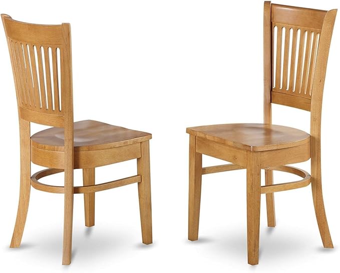 East West Furniture DLVA3-OAK-W 3 Piece Dining Table Set for Small Spaces Contains a Round Dining Room Table with Dropleaf and 2 Wooden Seat Chairs, 42x42 Inch, Oak