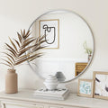 BEAUTYPEAK 20 Inch Round Mirror, Metal Frame Circle Mirror, Wall Mounted for Entryway, Bathroom, Vanity, Living Room, White