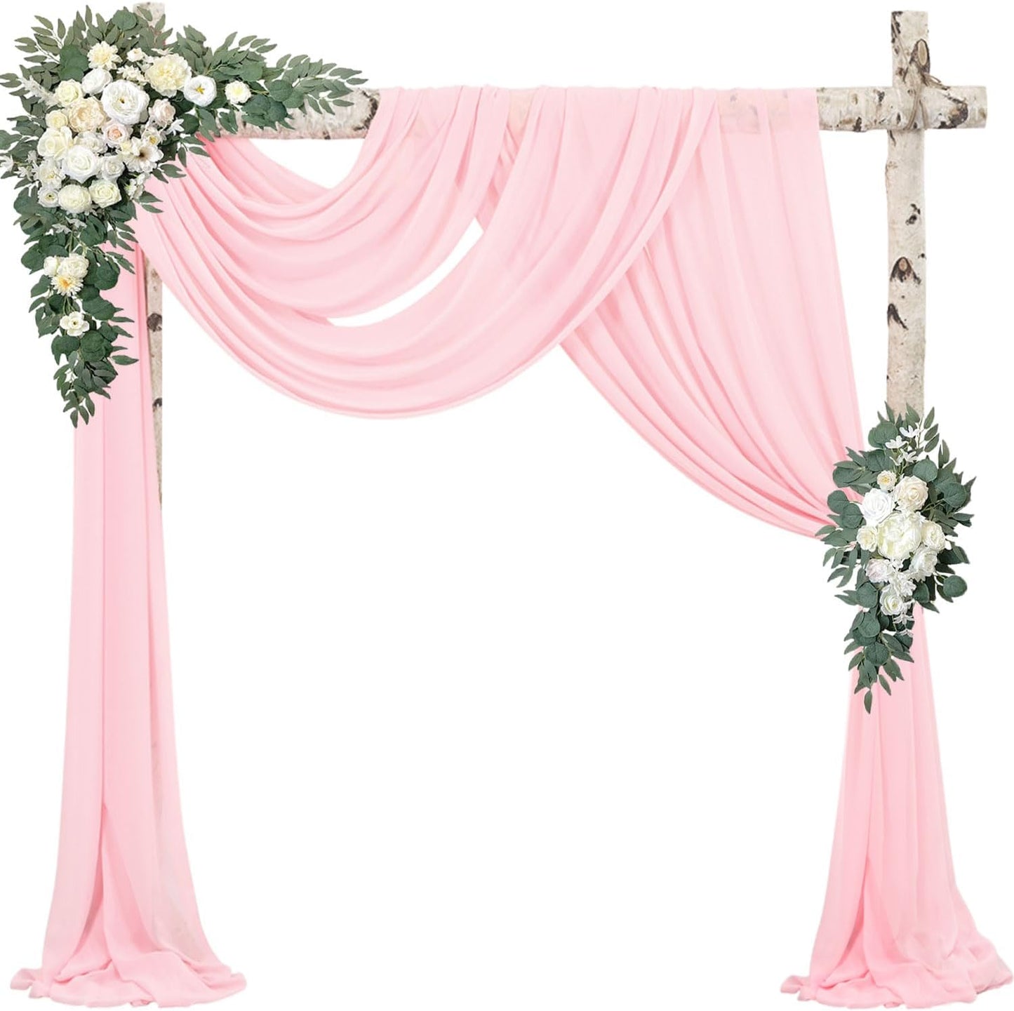 2 Panels Wedding Arch Draping Fabric 20Ft Length x 28" Width Light Pink Arch Drapes Chiffon Fabric Sheer Curtains Backdrop for Party Bridal Decor Wedding Ceremony Ceiling Stage Reception Decorations