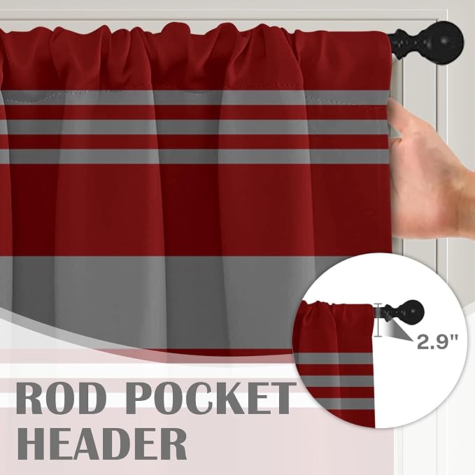 Emvency 2 Pack Valances Window Treatments, 52x18 Inch Rod Pocket Valances - Image 5