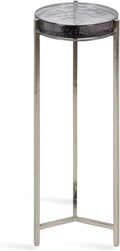 Kate and Laurel Aguilar Modern Drink Table, 9 x 9 x 23, Silver with Tinted Glass, Detailed Glass Accent Table for Small Spaces