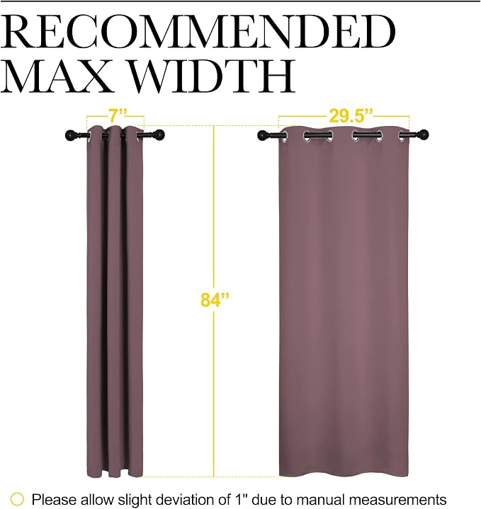 NICETOWN Window Curtain Panels, Dry Rose, 1 Pair, 34 by 84-inch, Thermal - Image 7