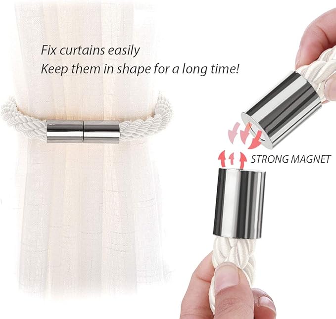 NICEEC 2 Pack Strong Magnetic Curtain Tiebacks Modern Simple Style Drape Tie - Image 4