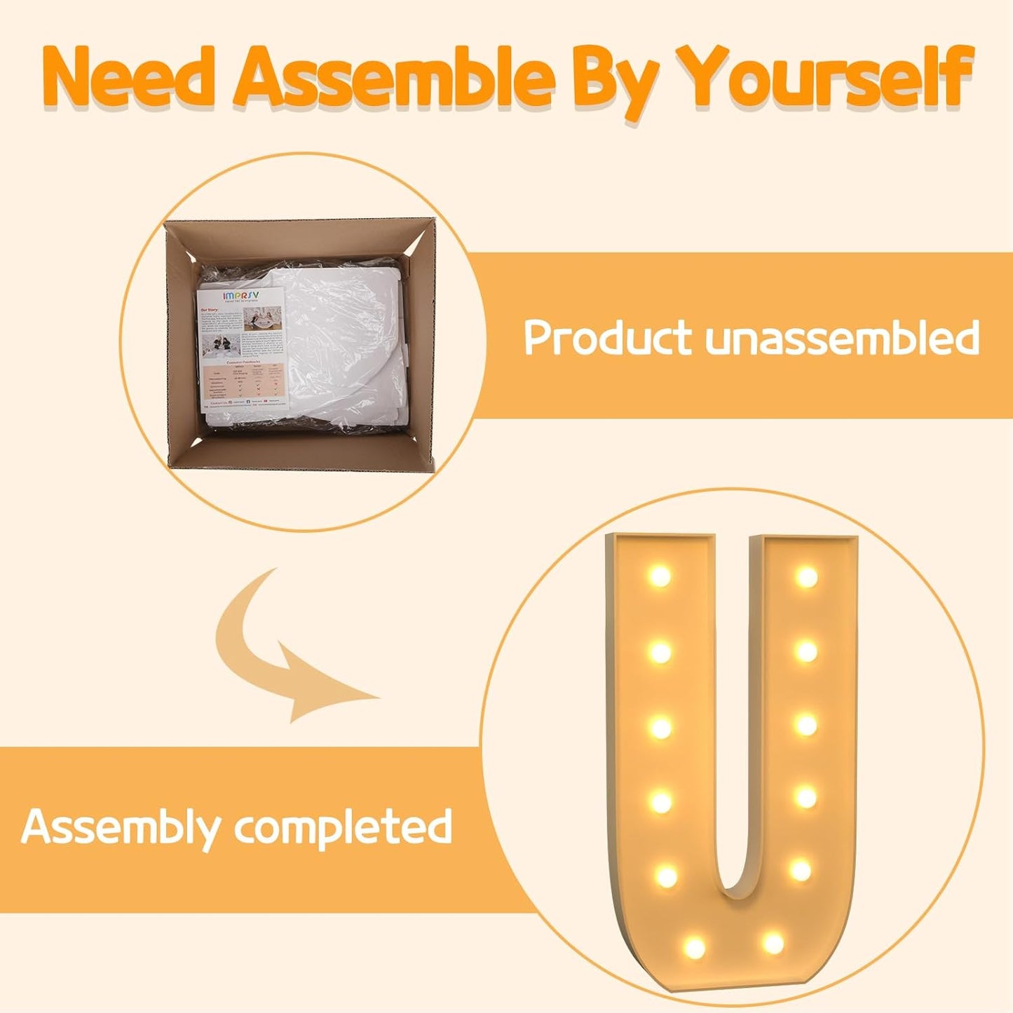 Marquee Letters 4 Feet Tall Large Light Up Letters U Happy Birthday Decorations Marry Me Engagement Party Decor Yellow Light Birthday Decorations Balloon Arch Kit Foam Sign U