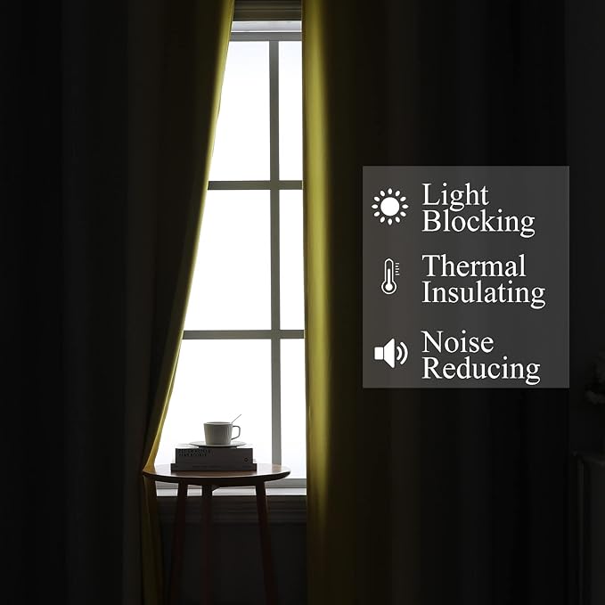 Estelar Textiler Ombre Grey and Yellow Blackout Curtains 72 Inch Length 2 Panels - Image 3