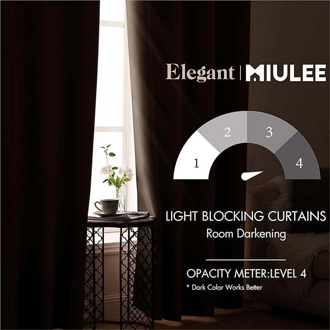 MIULEE Blackout Room Darkening Curtains Thermal Insulated Drapes Solid Window - Image 2