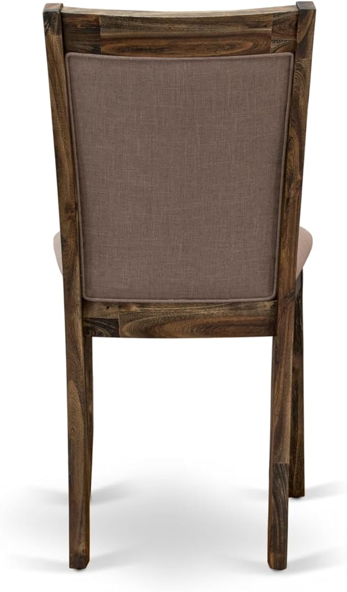 East West Furniture V777MZ748-5 5 Piece Dining Room Furniture Set Includes a Rectangle Dining Table with V-Legs and 4 Coffee Linen Fabric Upholstered Chairs, 40x72 Inch, Multi-Color