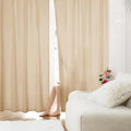 HOMEIDEAS Non-See-Through Beige Privacy Sheer Curtains, 52 X 96 Inches Long 2 by HOMEIDEAS