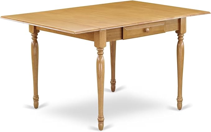 East West Furniture MZAN3-OAK-LC 3 Piece Kitchen Table & Chairs Set Contains a Rectangle Dining Table with Dropleaf and 2 Faux Leather Dining Room Chairs, 36x54 Inch, Oak