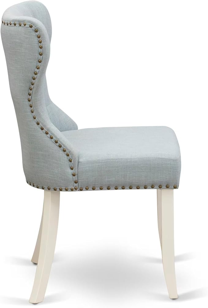 East West Furniture V027SI215-5 5 Piece Dining Table Set for 4 Includes a Rectangle Kitchen Table with V-Legs and 4 Baby Blue Linen Fabric Upholstered Chairs, 40x72 Inch, Multi-Color
