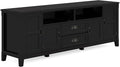 SIMPLIHOME Burlington SOLID WOOD 72 Inch Wide Transitional TV Media Stand in Black for TVs up to 80 Inches, For the Living Room and Entertainment Center