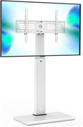 FITUEYES Iron Base Universal Floor TV Stand with Swivel Mount Space Saving for 32-75 Inch LED LCD OLED Plasma Flat Panel or Curved Screen TVs Height Adjustable Wire Management (White)