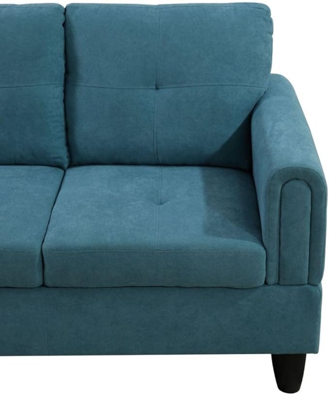 Green L-Shaped 3-Piece Flannel Sofa with Storage Ottoman Set, Sectional Couch Sofa Set for Living Room, Office, Small Space