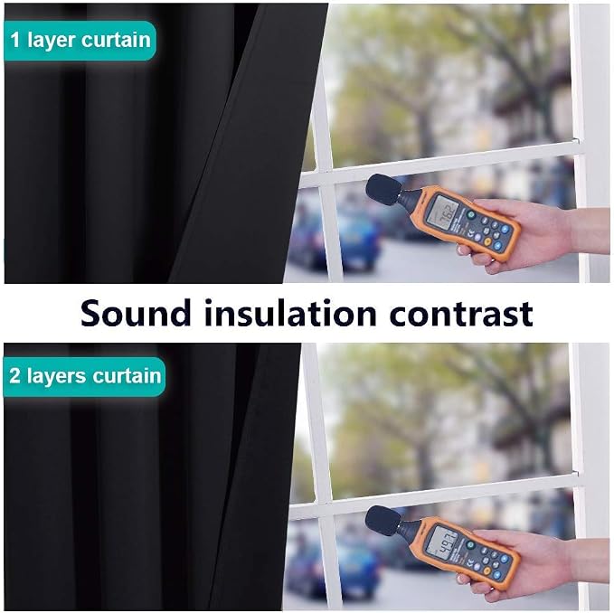 NICETOWN Black Out Curtains 54 inches Length Set of 2, 2 Thick Layers - Image 4