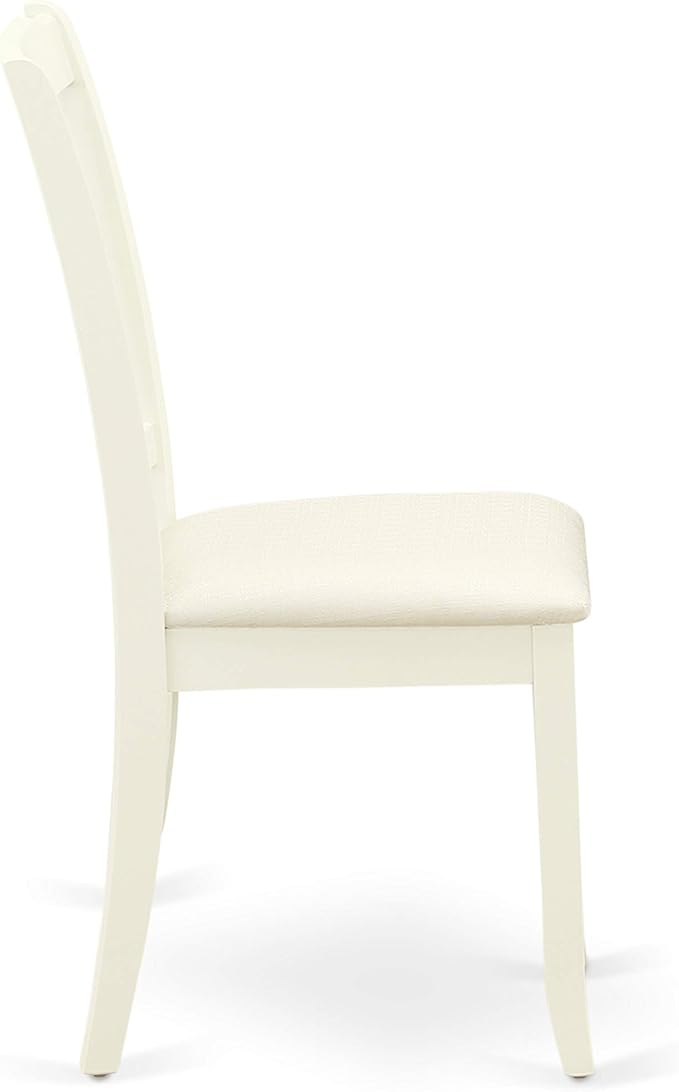 East West Furniture HBDA5-LWH-C 5 Piece Kitchen Table & Chairs Set Includes a Round Dining Room Table with Pedestal and 4 Linen Fabric Upholstered Chairs, 42x42 Inch, Linen White