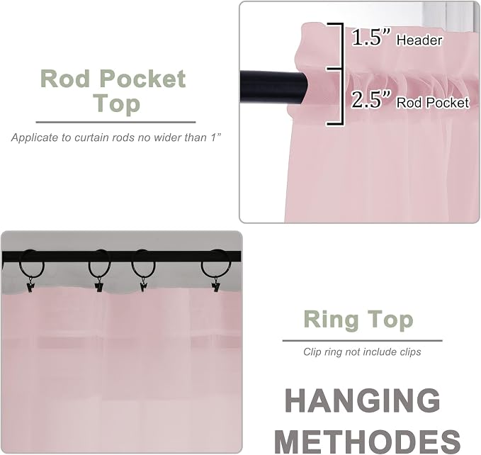 OWENIE Sheer Curtains 84 Inches Long 2 Panels Set, Sheer Blush Curtains - Image 4