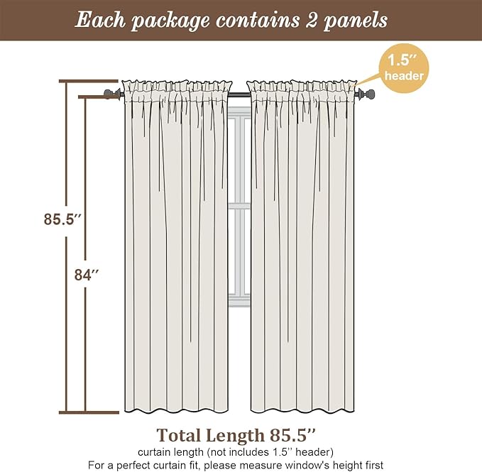 Chyhomenyc Plum Sheer Curtains, 84 inches Long 2 Panels Set, Rod Pocket Voile - Image 2