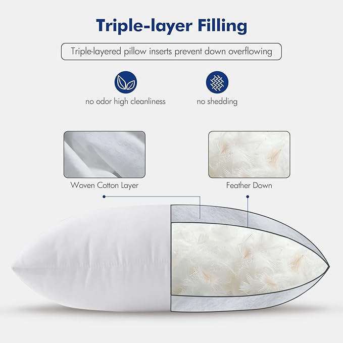 MIULEE Pillows Queen Size Set of 2 Down Feather Throw Pillows - Image 6