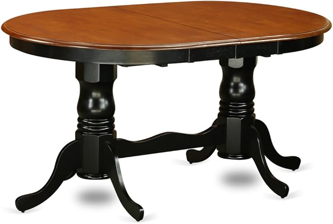 East West Furniture PLNI9-BCH-C 9 Piece Modern Dining Table Set Includes an Oval Wooden Table with Butterfly Leaf and 8 Linen Fabric Kitchen Dining Chairs, 42x78 Inch, Black & Cherry