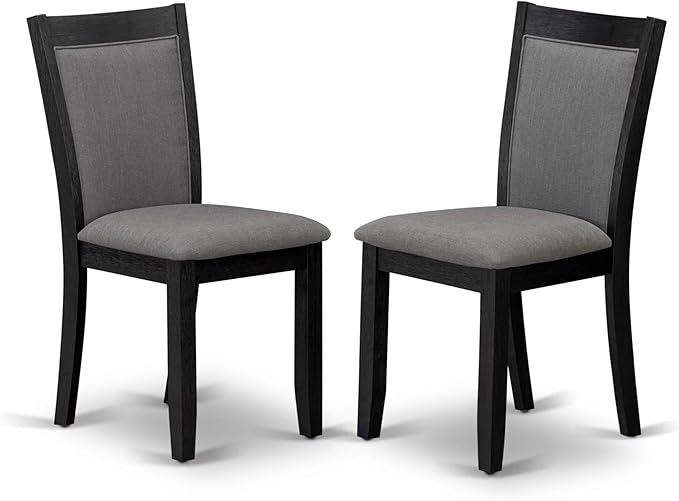 East West Furniture V697MZ650-9 9 Piece Kitchen Table Set Includes a Rectangle Dining Table with V-Legs and 8 Dark Gotham Grey Linen Fabric Parson Dining Chairs, 40x72 Inch, Multi-Color
