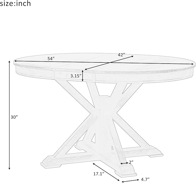 Need 42 Inch Round Dining Table Extendable to 54 Inch with 12" Leaf, Retro Expandable Kitchen Table for Dining Room & Living Room, Solid Wood (Natural Wood Wash)
