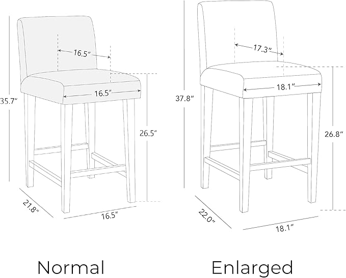 CHITA Counter Height Bar Stools Set of 2, 27" H Seat Height Upholstered Barstools, PU Leather in Stone Grey